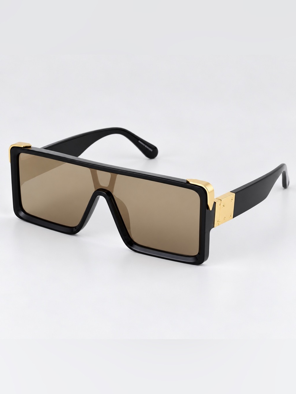 Infinite Frame Shield Sunglasses • Black Frame/Gold Lenses